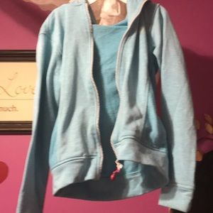 blue zip up hoodie